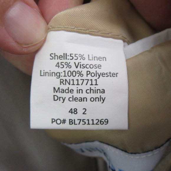 Irvine Park Sport Coat 48L Beige Striped Linen Viscose Blend Double Vent Light - Picture 6 of 9